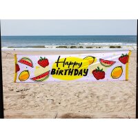 Polyester Banner Happy Birthday Früchte