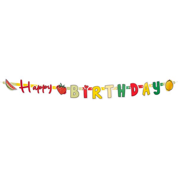 Schriftzug Happy Birthday Karton Früchte 3 Meter