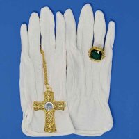 Nikolaus Set Halskette gold Stein weiß Bischofsring grün Handschuhe 1 Paar