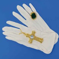 Nikolaus Set Halskette gold Stein weiß Bischofsring grün Handschuhe 1 Paar