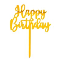 Kuchentopper Cake topper Happy Birthday Gold
