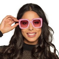 Pink Partybrille mit Silbersteinen, quadratische...