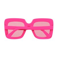 Pink Partybrille mit Silbersteinen, quadratische Gläser, WOW-Effekt!