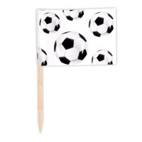 Fußball Flaggen Spieße: Perfekt für Snacks und Dekoration! 24 Stück, 7 cm, Holz.