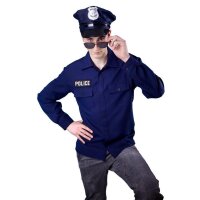 Polizei Hemd blau Polizist Bluse für Herren Polizeihemd
