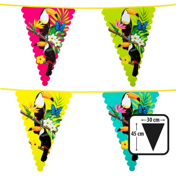 Tukan Wimpelkette ca 6 m Riesen Wimpel 30x45 cm Hawaii Party Strandparty