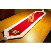 Tischläufer festlichSchal Nikolaus Weihnachten Deko Idee Tischdecke rot/weiß
